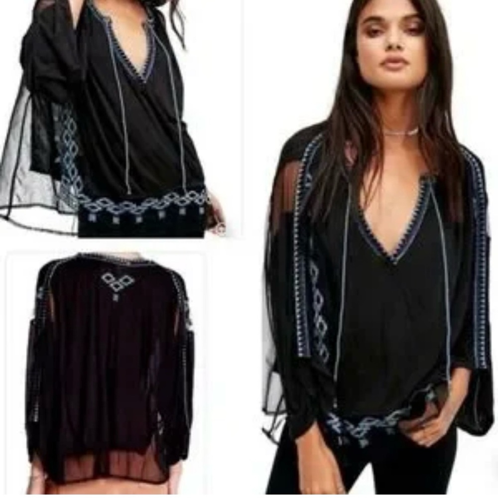Free People Eden black embroidered blouse - Picture 2 of 12